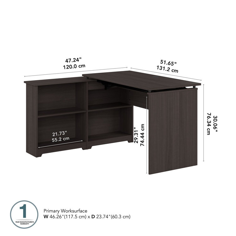 Heather Gray Adjustable Height Standing Writing Table with Shelves