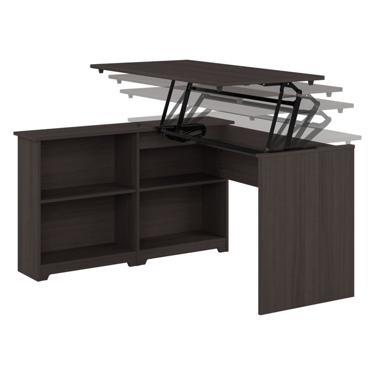 Heather Gray Adjustable Height Standing Writing Table with Shelves