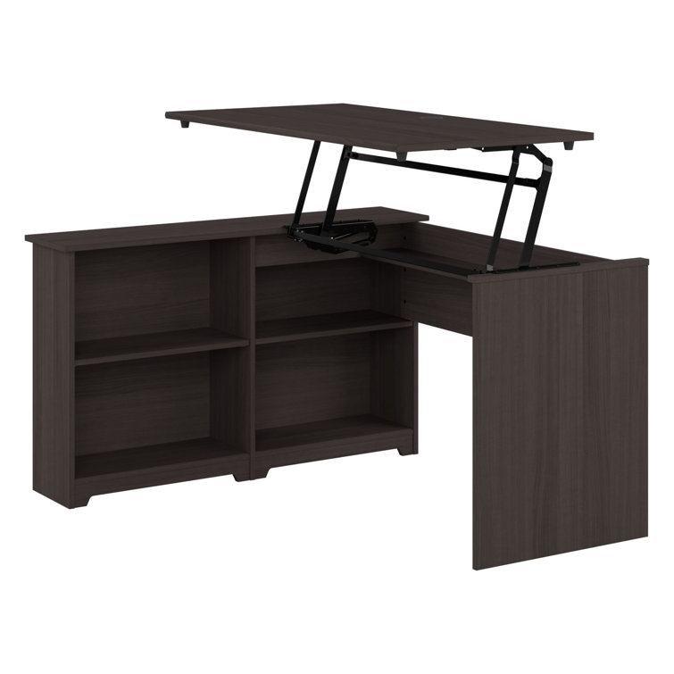 Heather Gray Adjustable Height Standing Writing Table with Shelves
