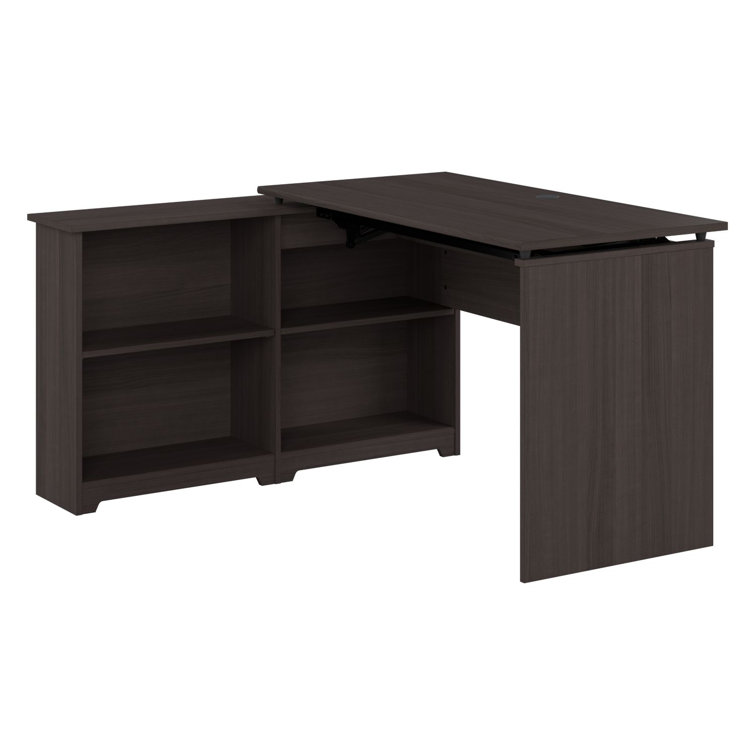 Heather Gray Adjustable Height Standing Writing Table with Shelves
