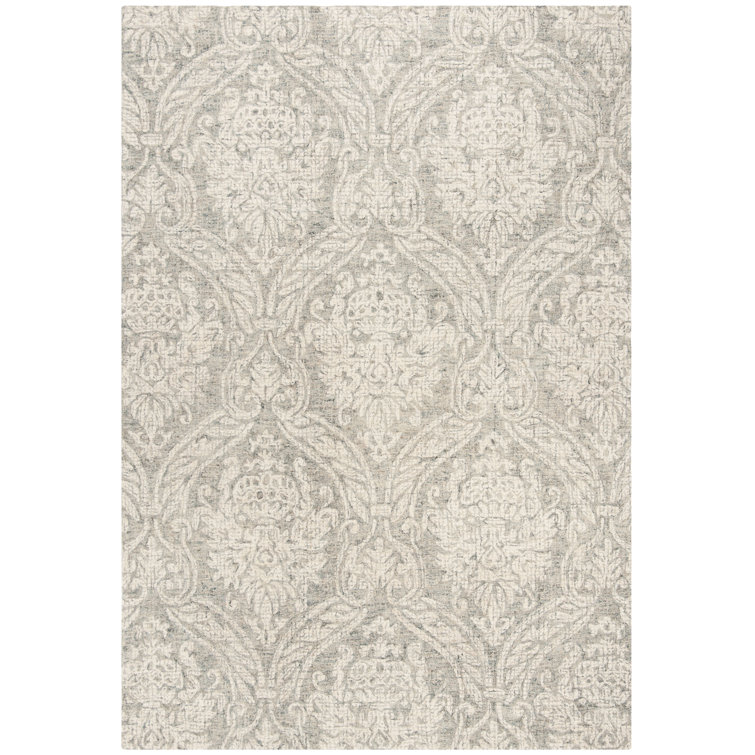 Harmony Abstract Hand-Tufted Wool Round Rug in Gray - 59"