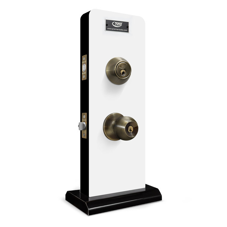 Antique Brass Single Cylinder Deadbolt Entry Knob Set