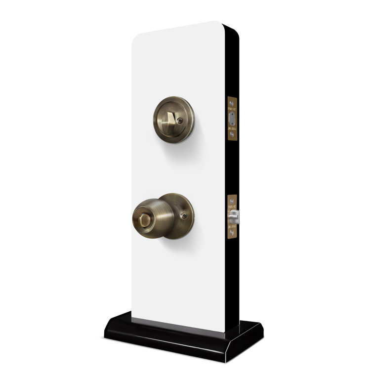 Antique Brass Single Cylinder Deadbolt Entry Knob Set