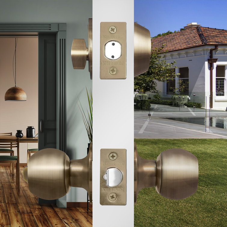 Antique Brass Single Cylinder Deadbolt Entry Knob Set