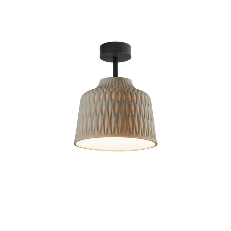 Black Light Gray 11.81" LED Outdoor Semi Flush Mount with Silicone Shade
