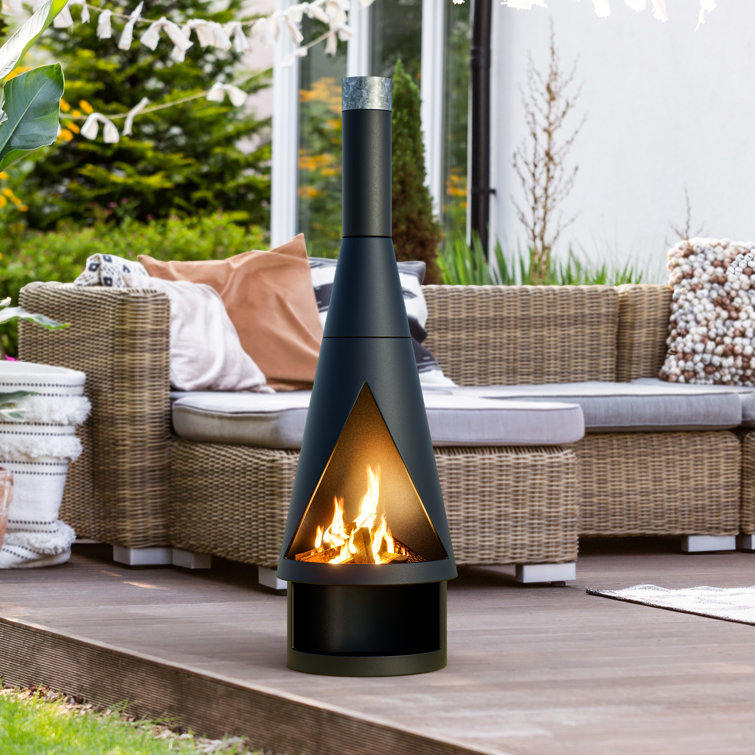 Allarna 56" Black Iron Wood Burning Chiminea