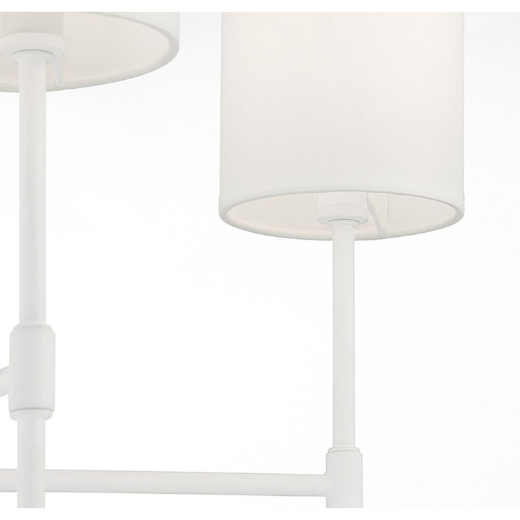 White Metal 5-Light Adjustable Chandelier with Shades