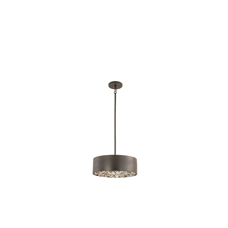 Azores Matte Black Crystal Drum Pendant Light