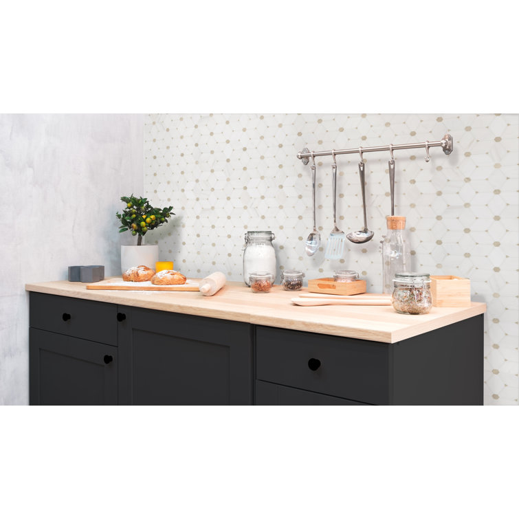 Cecily Polished White Marble Mosaic Tile with Geometric Pattern