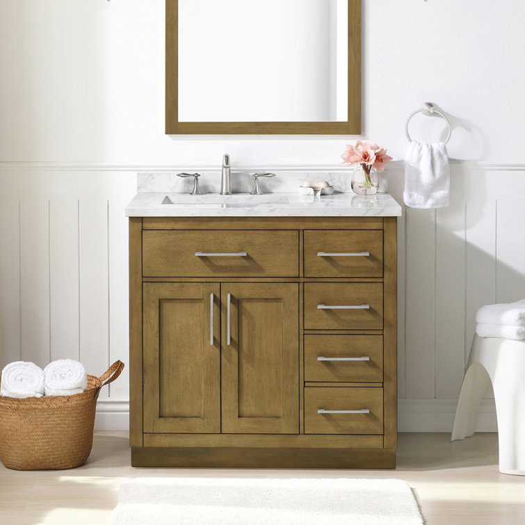 Athea 36'' Almond Latte Freestanding Bathroom Vanity with Marble Top