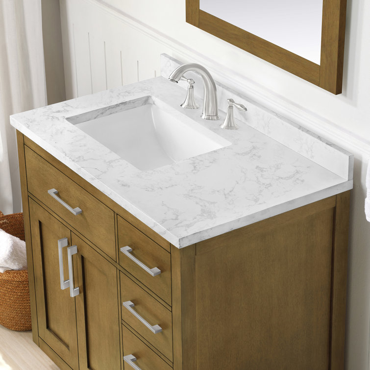Athea 36'' Almond Latte Freestanding Bathroom Vanity with Marble Top