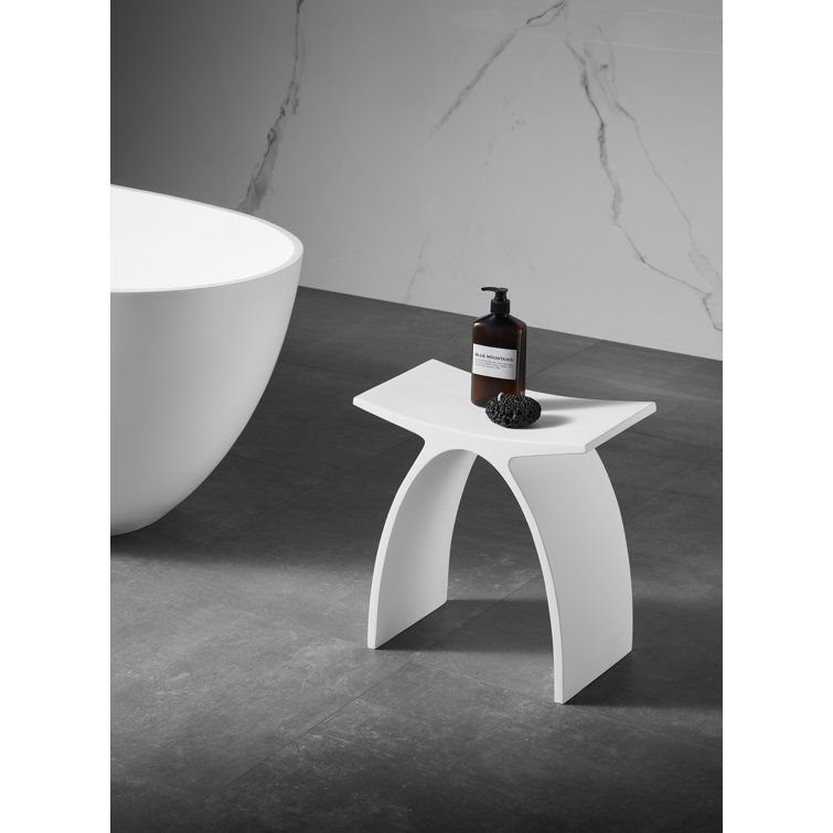 White Arched Solid Surface Bathroom Stool