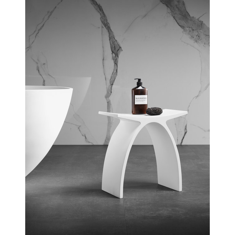 White Arched Solid Surface Bathroom Stool