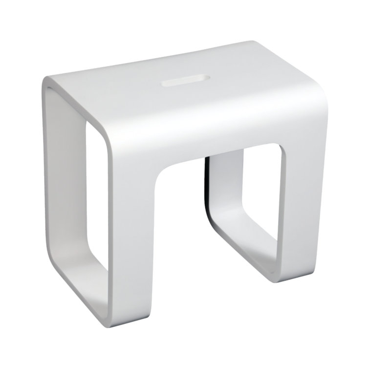 Matte White Solid Surface Rectangular Shower Stool