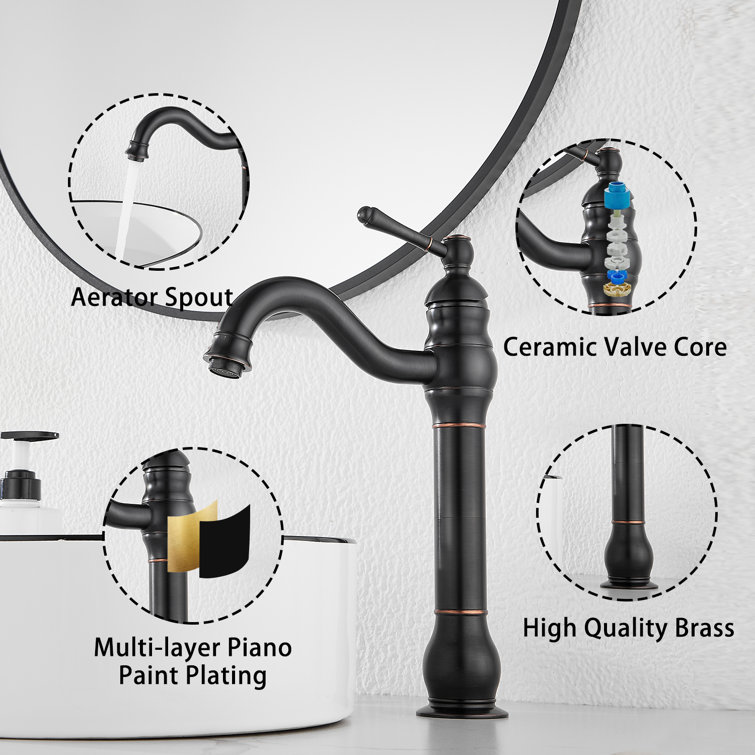 Oil Rubbed Bronze Single Handle Vessel Sink Faucet with Pop-Up Drain