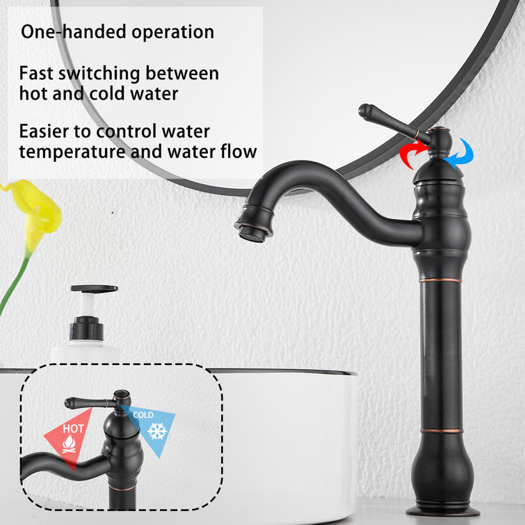 Oil Rubbed Bronze Single Handle Vessel Sink Faucet with Pop-Up Drain