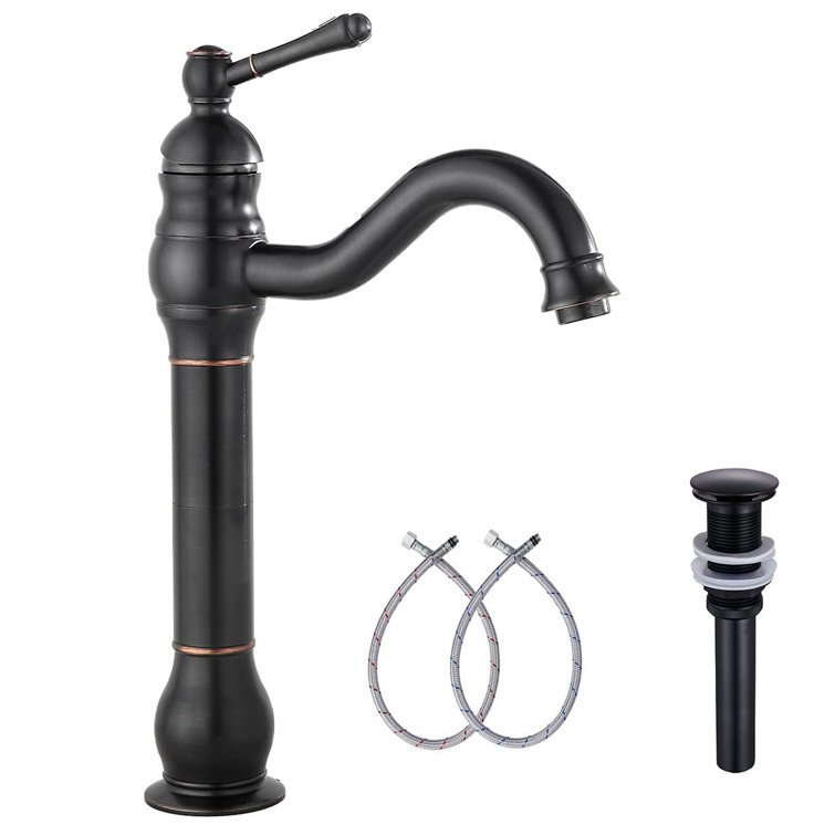 Oil Rubbed Bronze Single Handle Vessel Sink Faucet with Pop-Up Drain