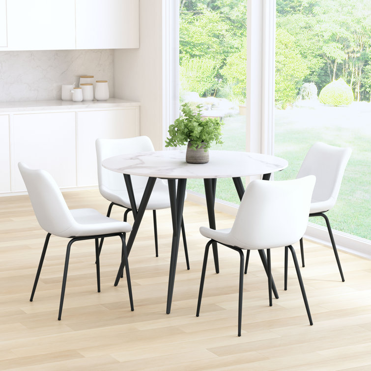 Deeter Contemporary White Faux Leather Side Chair