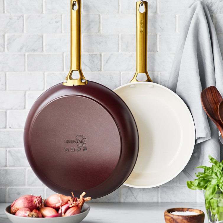 Sky Blue and Gold Ceramic Nonstick Frying Pan Set