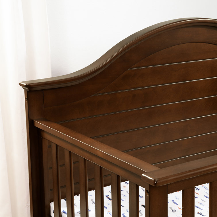 Espresso Pine Wood 4-in-1 Convertible Crib with Adjustable Mattress Heights