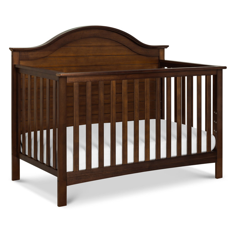 Espresso Pine Wood 4-in-1 Convertible Crib with Adjustable Mattress Heights