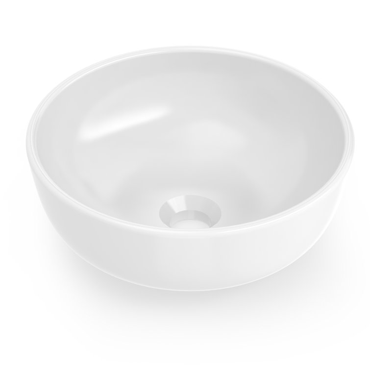 White Ceramic Round Vessel Bathroom Sink