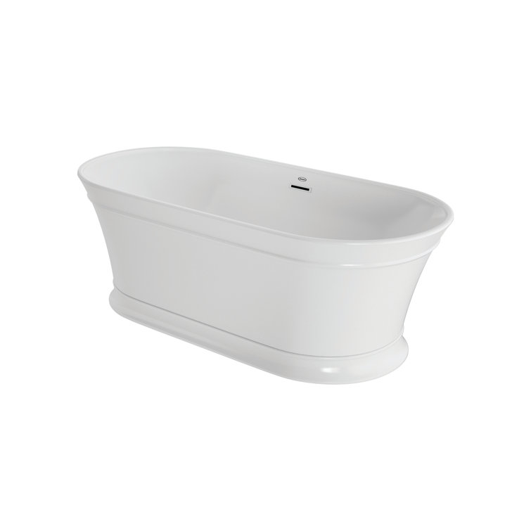 Lyndsay 59" White Acrylic Freestanding Soaking Bathtub with Brushed Bronze Faucet