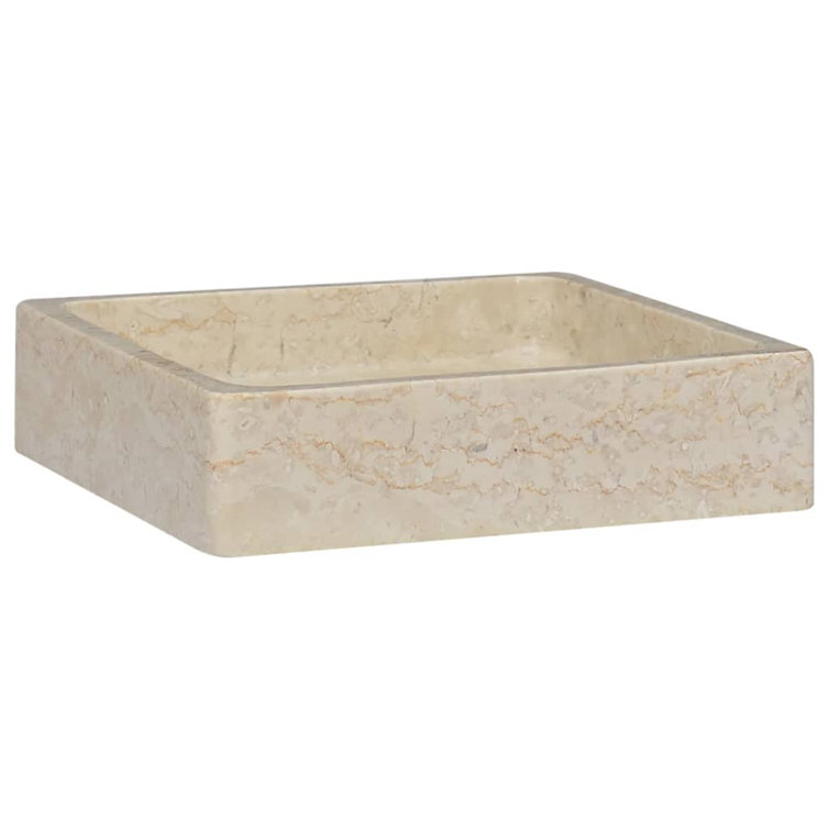 Cream Marble Rectangular Bathroom Sink 15.7" x 15.7"