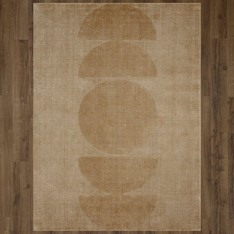 Handmade Barley Wool and Viscose Geometric Area Rug