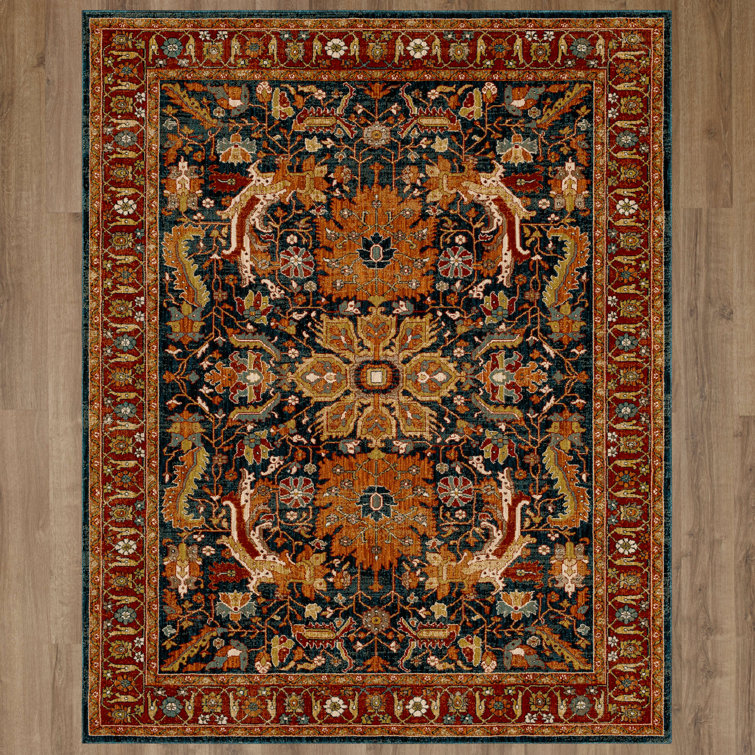 Amara Sapphire Easy Care Synthetic Area Rug 63" x 94"