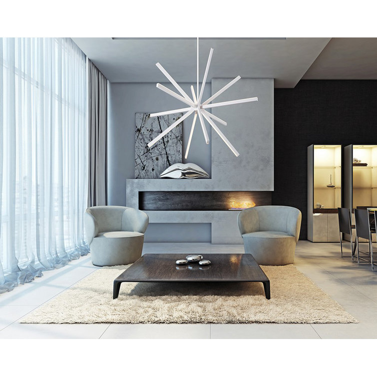 Sirius 67W LED Starburst Chandelier in White Finish