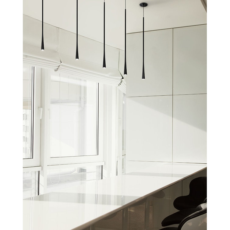 White Aluminum LED Single Pendant Light, 15.75" Height