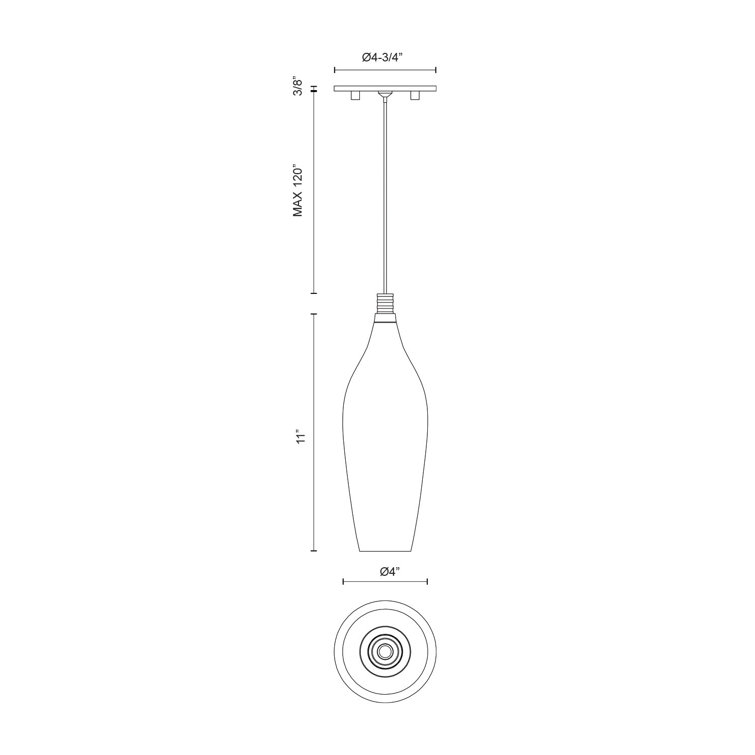 Chrome LED Single Pendant with Clear and Frosted Glass