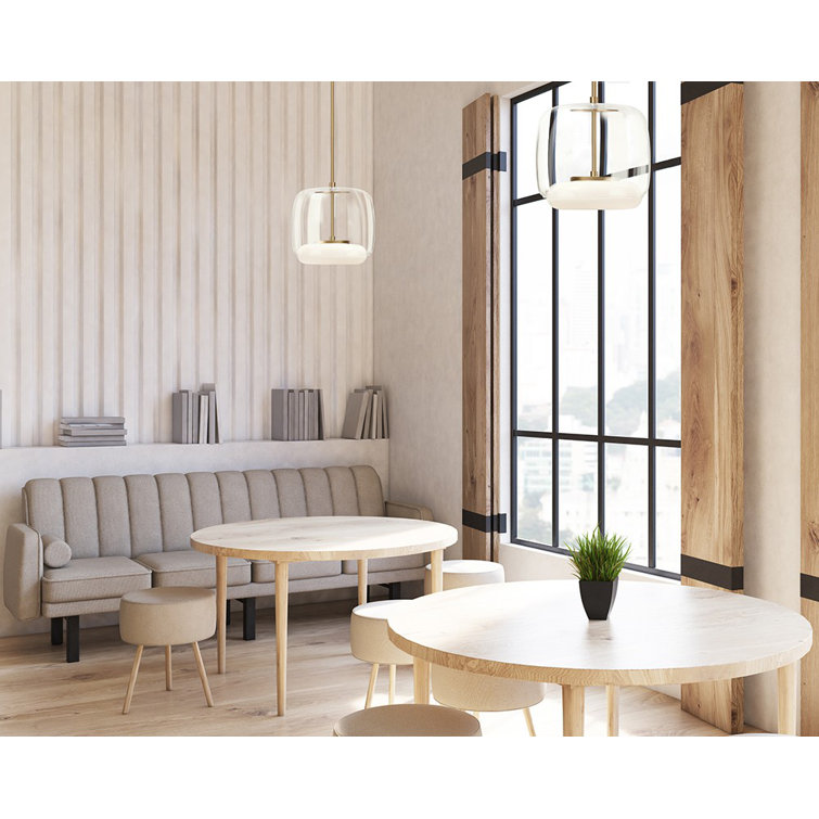 Brushed Gold Mini LED Pendant with Glass Shade