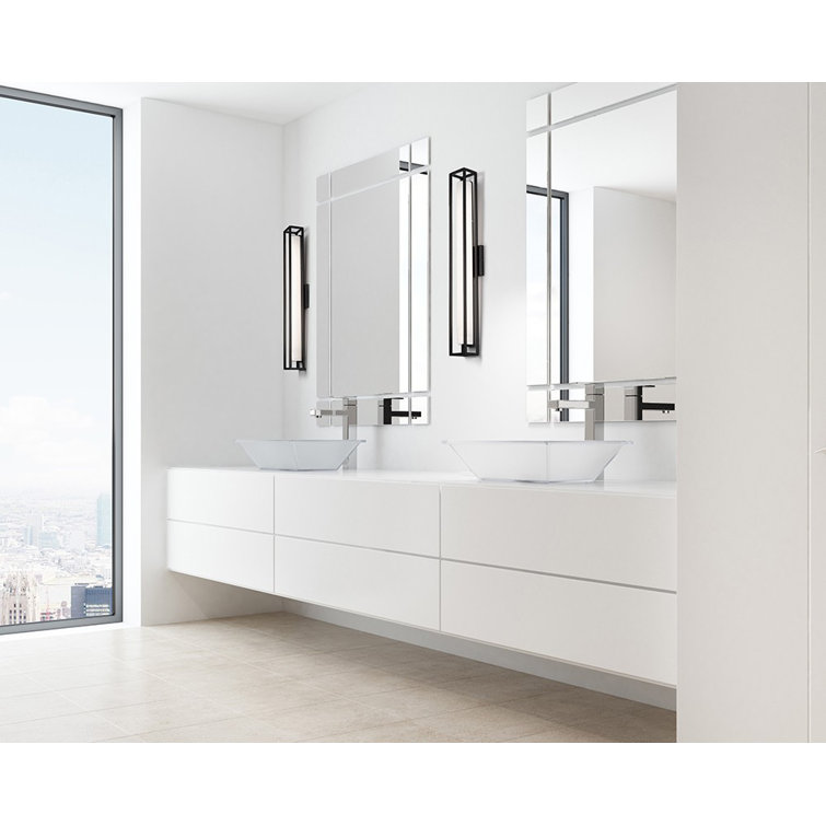 Lochwood 27'' Black LED Vanity Wall Sconce with Opal Glass Diffuser