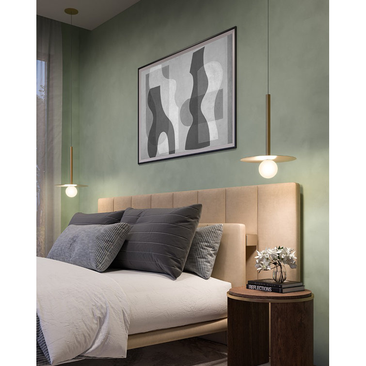 Elixir Brushed Gold LED Pendant Light with Glass Shade