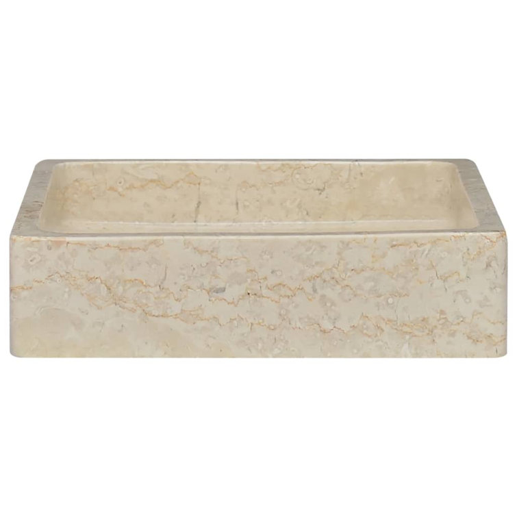 Cream Marble Rectangular Bathroom Sink 15.7" x 15.7"