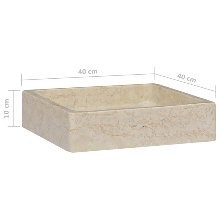 Cream Marble Rectangular Bathroom Sink 15.7" x 15.7"