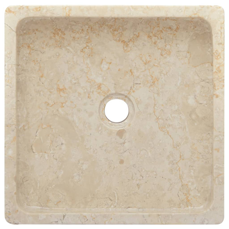 Cream Marble Rectangular Bathroom Sink 15.7" x 15.7"