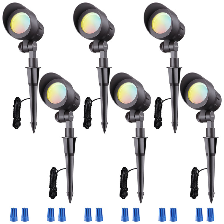 Adjustable Black Aluminum LED Landscape Spotlights, Pack of 6
