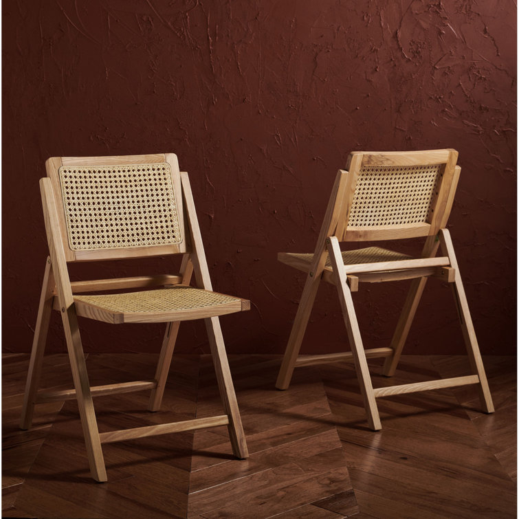 Desiree Natural Ash Wood and Rattan Folding Dining Chair