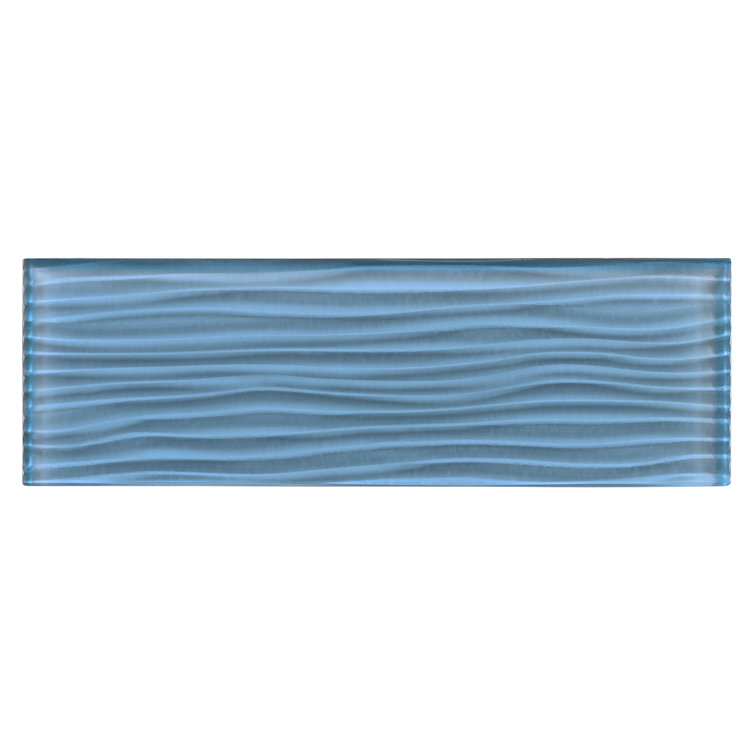 Lore Blue Textured Glass 4" x 12" Wall and Floor Tile