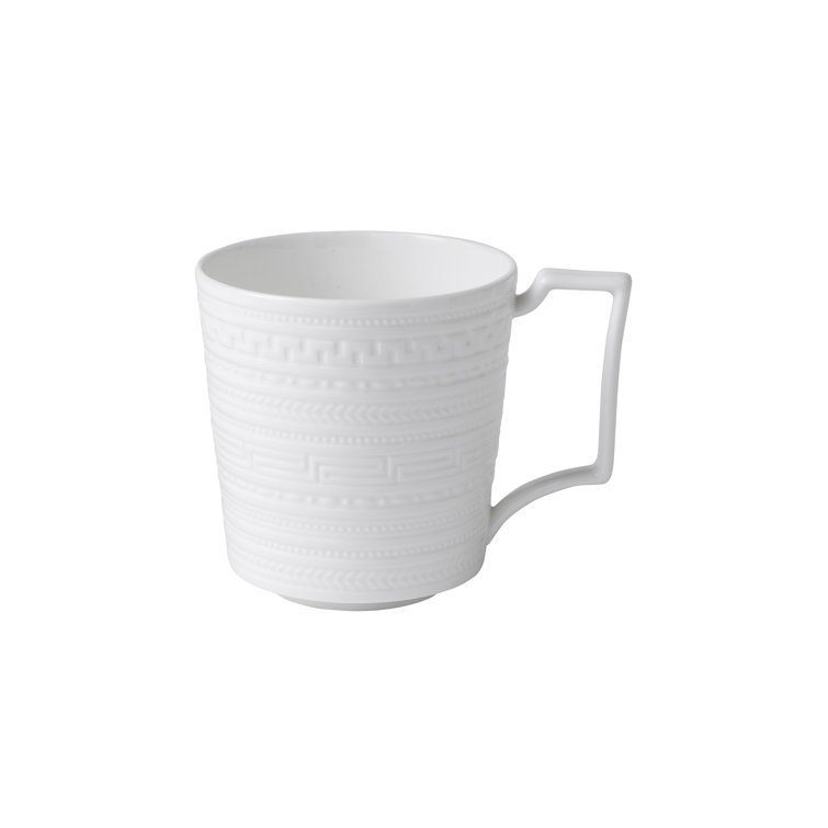 White Geometric Embossed Ceramic Mug, 12-Ounce