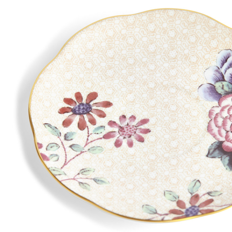 Peach Floral Fine Bone China Teacup and Saucer Set