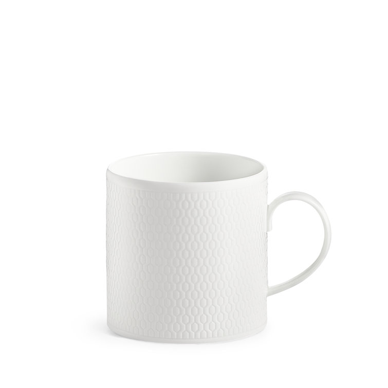 White Ceramic Embossed Geometric Pattern Mug