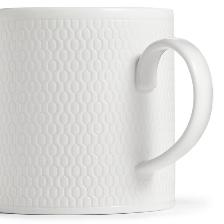 White Ceramic Embossed Geometric Pattern Mug