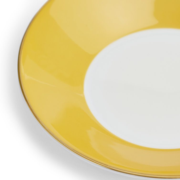 Yellow Floral Ceramic Teacup and Saucer Set