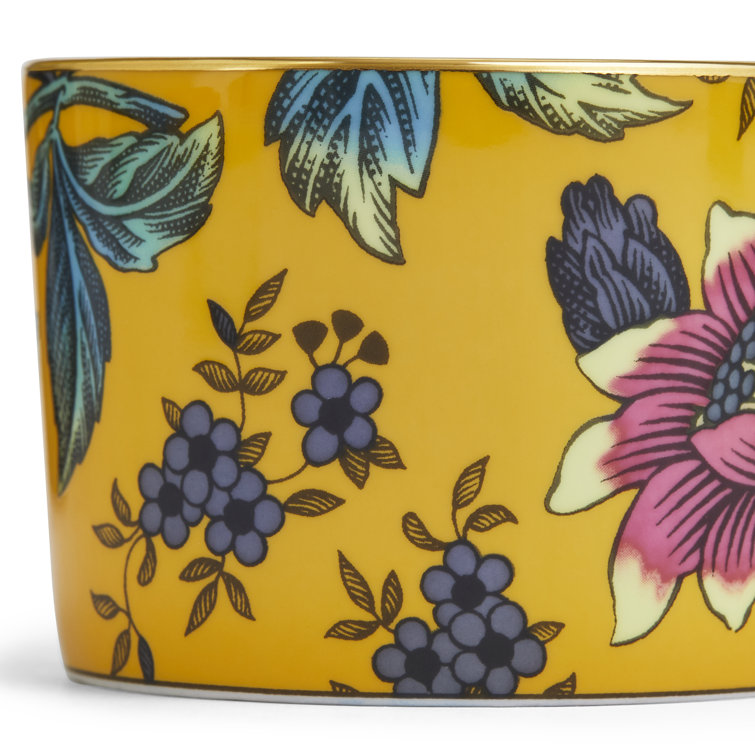 Yellow Floral Ceramic Teacup and Saucer Set