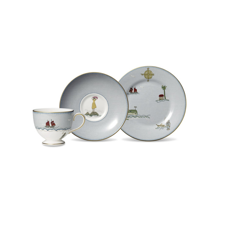 Sailor's Farewell Coastal Porcelain Teacup and Saucer Set