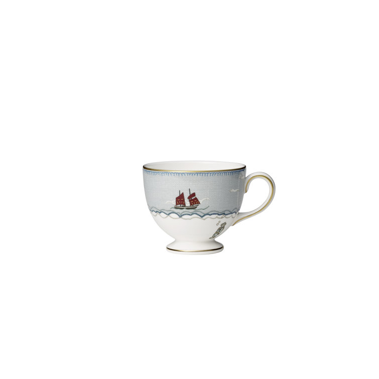 Nautical Multi-Color Fine Bone China Teacup and Saucer Set